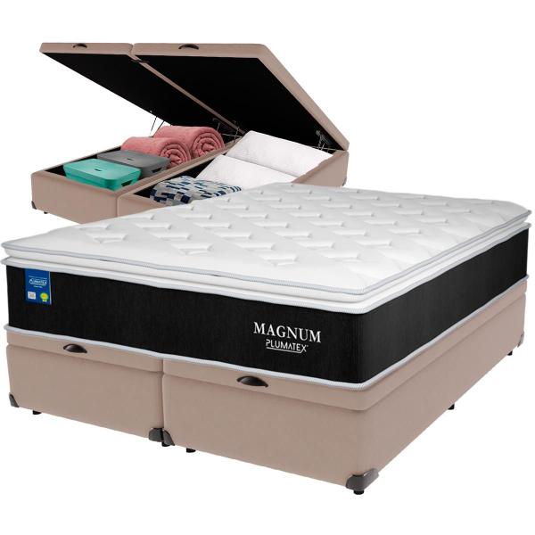 Imagem de Cama Box Baú e Colchão Magnum Molas Ensacadas Queen Plumatex