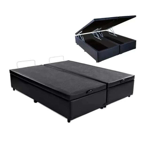 Cama Box Baú King + Colchão de Molas Ensacadas Classic Brown Firme para 120 kilos - Cristalflex Imagem de Cama Box Baú King + Colchão de Molas Ensacadas Classic Brown Firme para 120 kilos