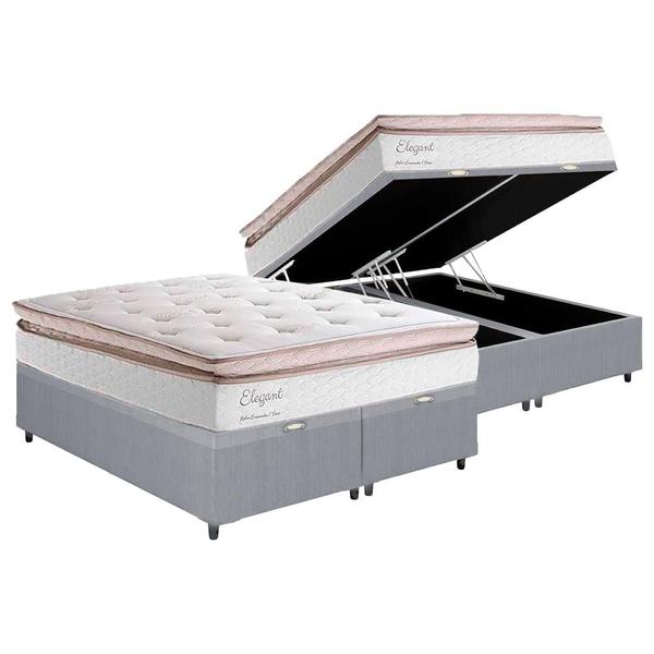 Imagem de Cama Box Baú King + Colchão Herval Elegant Molas Ensacadas 193x203x77