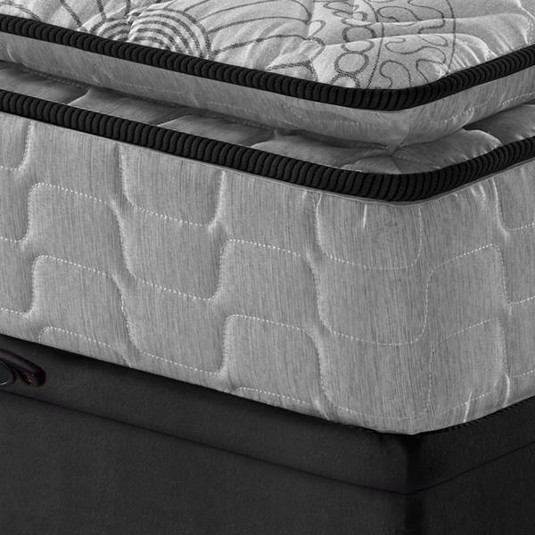 Imagem de Cama Box Baú King Preto + Colchão Ortopedico Espuma D33 Pillow Top Hanover One 193x203x64cm