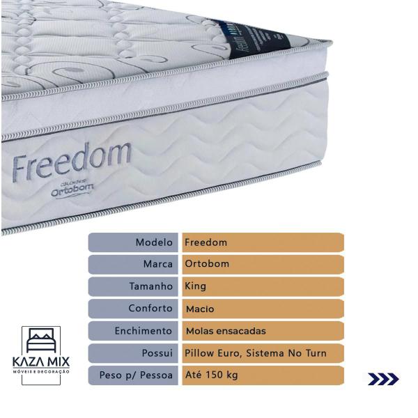 Imagem de Cama Box Baú Marrom e Colchão Freedom Molas Ensacadas King Ortobom