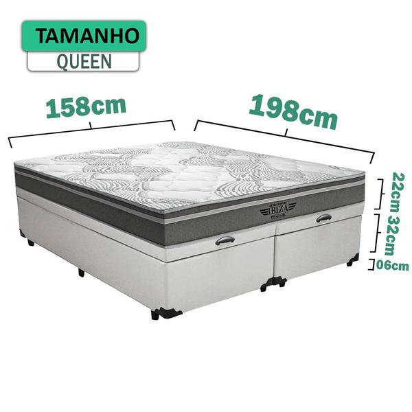 Imagem de Cama Box Baú Queen Bravus + Colchão Ibiza D33 Mola Superlastic 158x198x60cm Várias Cores - Vstore