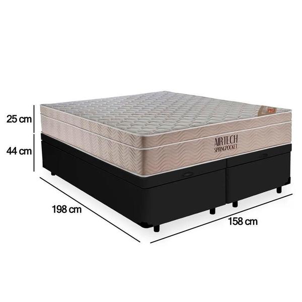 Imagem de Cama Box Baú Queen Colchão Airtech Ortobom 69x158x198 Preto