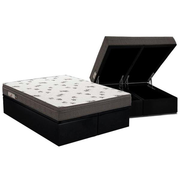 Imagem de Cama Box Baú Queen: Colchão Espuma D45 Ortobom  Light + Base CRC Courano Black(158x198)