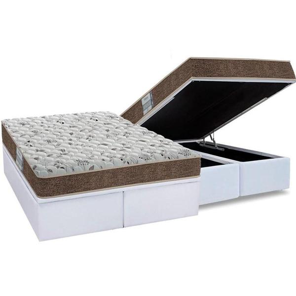 Imagem de Cama Box Baú Queen: Colchão Espuma Probel D45 ProDormir Advanced + Base CRC Courano White(158x198)