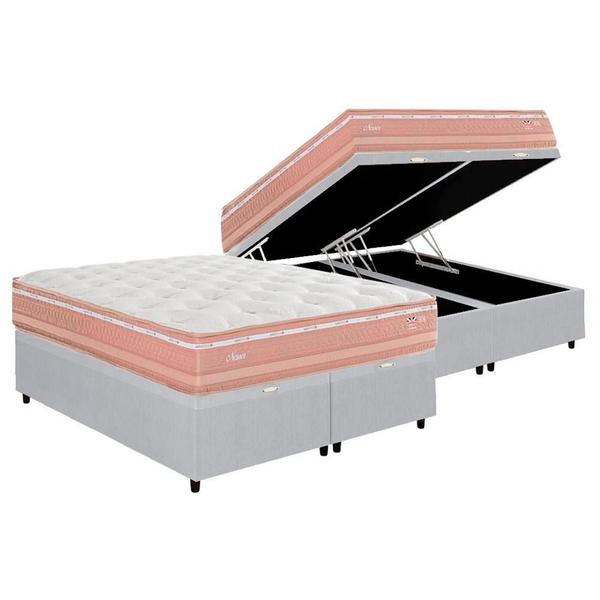 Imagem de Cama Box Baú Queen + Colchão Herval Nesser Molas Maxspring  158x198x71