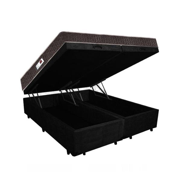 Cama Box Baú Queen Colchão Mola Bonnel Belos Sonhos + Box Suede 65x158x198 - Mestre dos Colchões Imagem de Cama Box Baú Queen Colchão Mola Bonnel Belos Sonhos + Box Suede 65x158x198