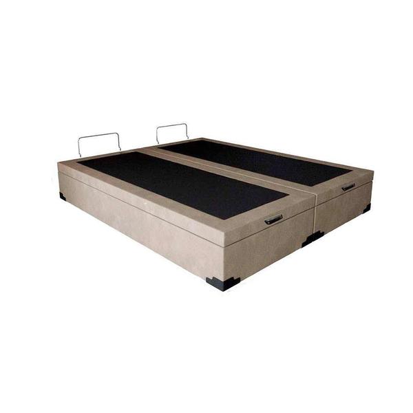 Imagem de Cama Box Baú Queen Colchão Mola Ensacada Belos Sonhos + Box Suede 67x158x198 Bege