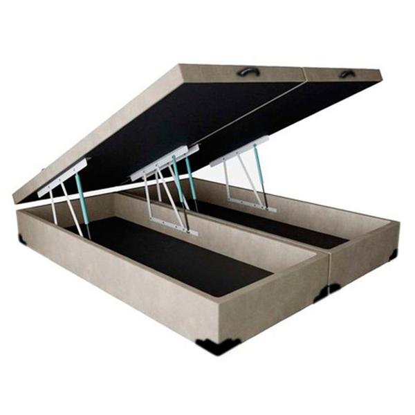 Cama Box Baú Queen Colchão Mola Ensacada Belos Sonhos + Box Suede 67x158x198 Bege - Rabi Colchões Imagem de Cama Box Baú Queen Colchão Mola Ensacada Belos Sonhos + Box Suede 67x158x198 Bege