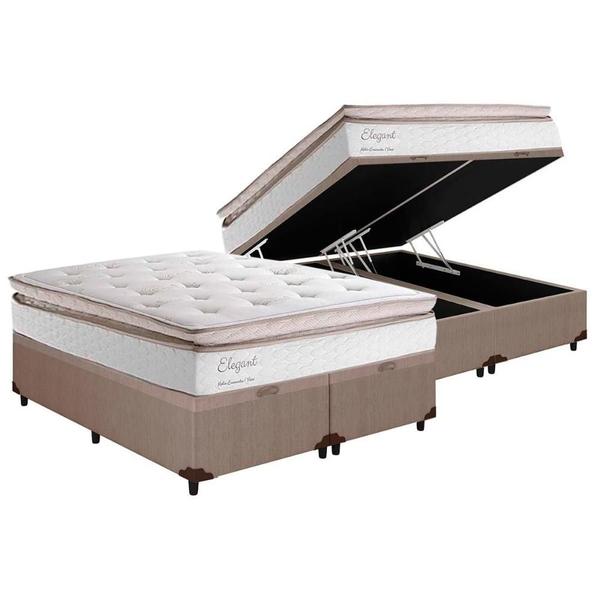 Imagem de Cama Box Baú Queen: Colchão Molas Herval MasterPocket Ensacadas Elegant + Base CRC Courano Clean(158x198)