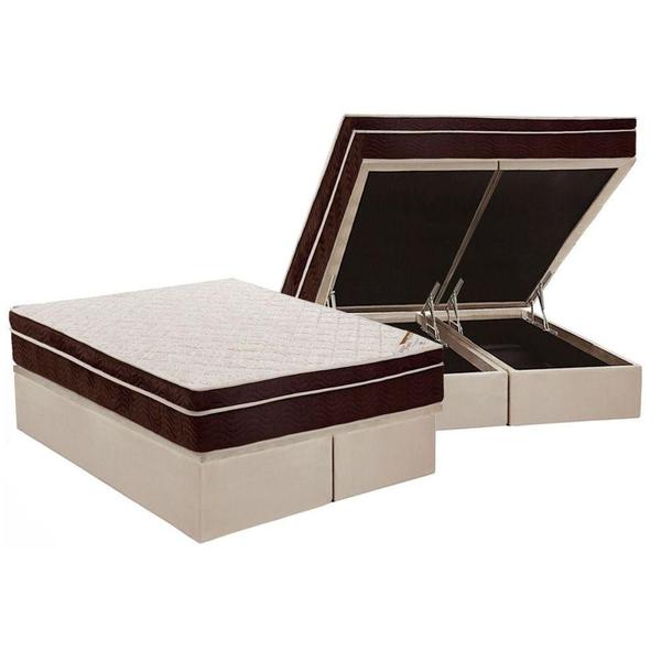 Imagem de Cama Box Baú Queen: Colchão Ortopédico Ortobom  Exclusive + Base CRC Suede Clean(158x198)