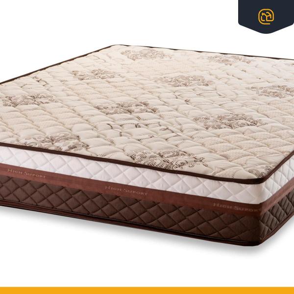 Imagem de Cama Box Baú Queen + Colchão Siena Molas Ensacadas Marrom  158x188x62cm - Suporta até 110kg Por Pessoa