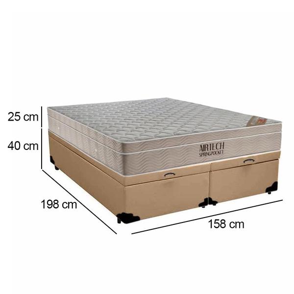 Imagem de Cama Box Baú Queen Sintético Bipartido + Colchão Ortobom Airtech Molas Ensacadas 158x198x65