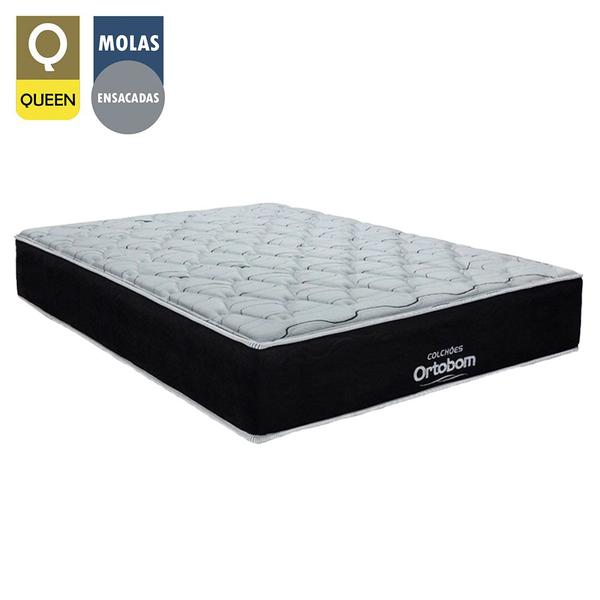 Imagem de Cama Box Baú Queen Suede Bipartido + Colchão Airtech Molas Ensacadas Antares Ortobom 158x198x71 Bege