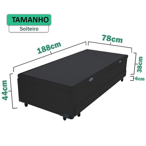 Imagem de Cama Box Baú Solteiro 3 em 1 Auxiliar Bicama Espuma 78x188x44cm Vstore FULL