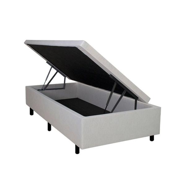 Imagem de Cama Box Baú Solteiro 88x188x42cm Areia com Pistão a Gás