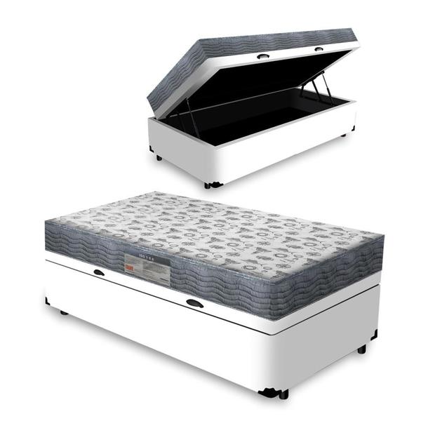 Cama Box Baú Solteiro Branca + Colchão D33 - Ortobom - Iso 100 78x188x60cm Cama Box Baú Solteiro Branca + Colchão D33 - Ortobom - Iso 100 78x188x60cm