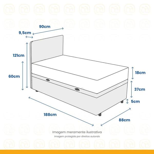 Imagem de Cama Box Baú Solteiro + Cabeceira Cassis e Colchão Ortobom Iso 100 88cm