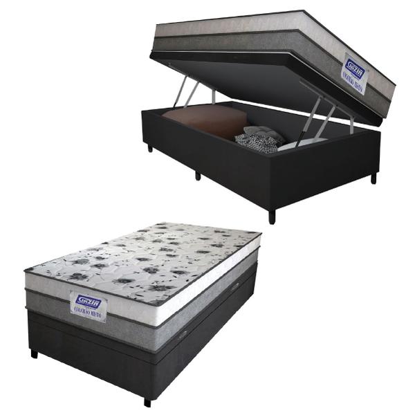 Cama Box Baú Solteiro Colchão Espuma D33 Fort 88x188x62cm Cinza / Branco Gazin - Suporta até 150kg por Pessoa - PRINCE Cama Box Baú Solteiro Colchão Espuma D33 Fort 88x188x62cm Cinza / Branco Gazin - Suporta até 150kg por Pessoa - PRINCE