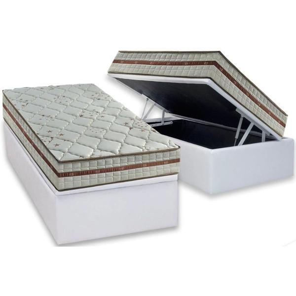 Imagem de Cama Box Baú Solteiro: Colchão Molas MasterPocket Ensacadas Anjos   Classic + Base CRC Courano White(88x188)