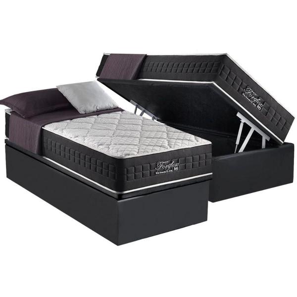 Imagem de Cama Box Baú Solteiro: Colchão Molas MasterPocket Ensacadas Anjos   Fort Flex + Base CRC Suede Gray(88x188)