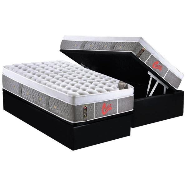 Imagem de Cama Box Baú Solteiro: Colchão Molas Pocket Ensacadas Castor  Light Stress Oxygen New Plush + Base CRC Courano Black(88x188)