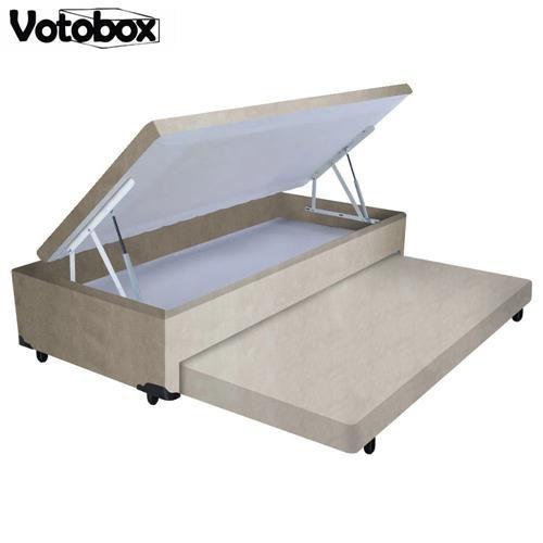 Imagem de Cama Box Bau Solteiro Com Auxiliar Semi Ortopedica Suede