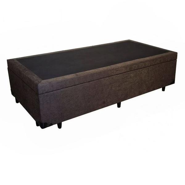 Imagem de Cama Box Baú Solteiro Confort Suede Marrom  Com  Colchão Solteiro Confort Molas Ensacada  69x88x188