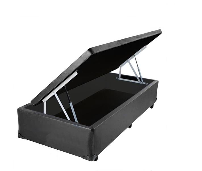 Cama Box Baú Solteiro Conforto Sintético Cinza + Colchão Solteiro Conforto Espuma D33 20x88x188 - RABI COLCHOES Imagem de Cama Box Baú Solteiro Conforto Sintético Cinza + Colchão Solteiro Conforto Espuma D33 20x88x188
