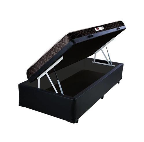 Cama Box Baú Solteiro Conforto Sintético Preto + Colchão Solteiro Conforto Espuma D33 28x88x188 - RABI COLCHOES Imagem de Cama Box Baú Solteiro Conforto Sintético Preto + Colchão Solteiro Conforto Espuma D33 28x88x188