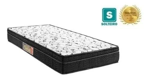 Imagem de Cama Box Baú Solteiro Conforto Sintético Preto + Colchão Solteiro Conforto Espuma D33 Com EPS 16x88x188