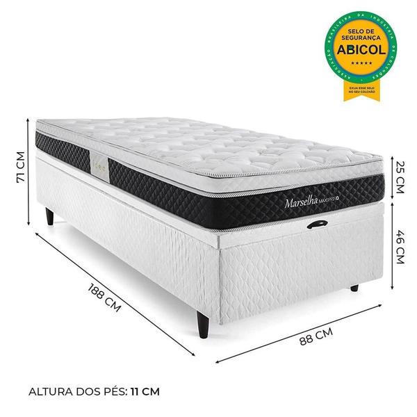 Imagem de Cama Box Baú Solteiro Herval Marselha, com Molas Maxspring, 71x88x188 cm