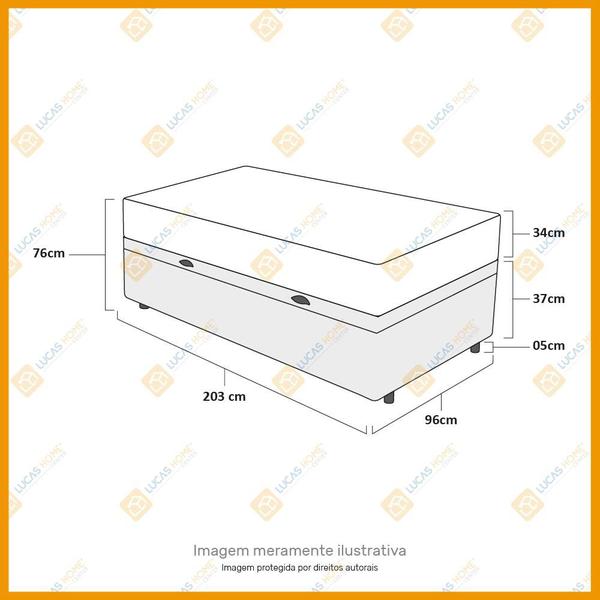 Imagem de Cama Box Baú Solteiro King Branco + Colchão de Molas Ensacadas - Probel - Guarda-Costas Ouro - 96cm