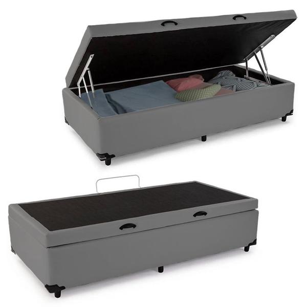 Cama Box Baú Solteiro Sintético SerenePrime Cinza 88x188x44 Cama Box Baú Solteiro Sintético SerenePrime Cinza 88x188x44