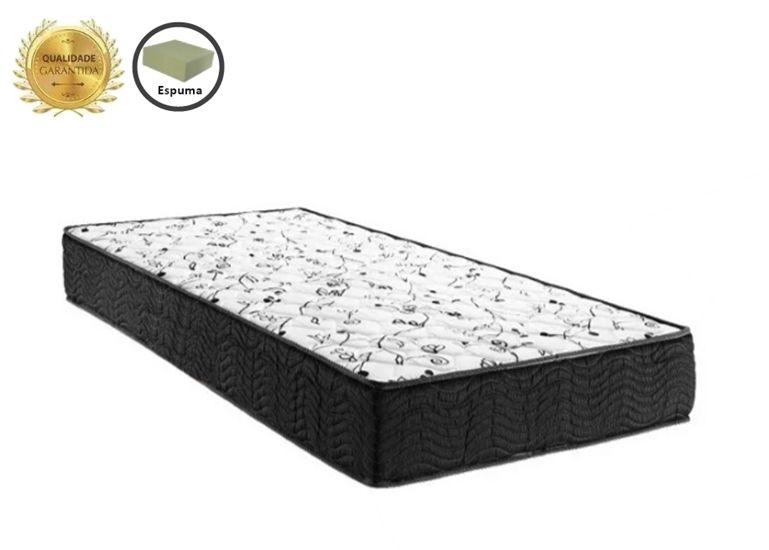 Imagem de Cama Box Baú Solteiro Sono Suede Preto + Colchão Solteiro Sono Espuma D33 Com EPS 28x88x188