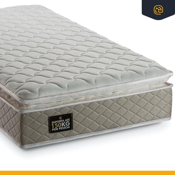 Imagem de Cama Box Baú Solterio + Colchão Strong D45 One Face Bege 88x188x66cm - Suporta até 150Kg Por Pessoa