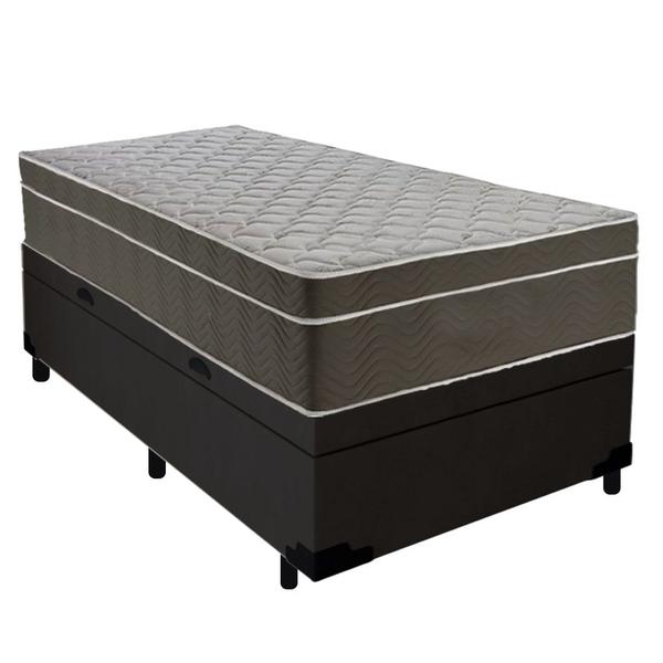 Imagem de Cama Box Baú Suede Solteiro + Colchão SerenePrime Molas Ensacadas 88x188x69 Preto