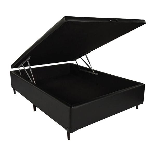 Imagem de Cama Box Baú Viúva 128 Bello Box - Tecido Sintético Preto com Colchão New York Preto D28 - 100% Espuma - 49x128x188