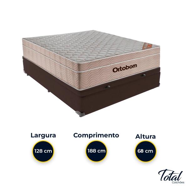 Imagem de Cama Box Baú Viúvo Marrom e Colchão Airtech Springpocket Molas Ensacadas Ortobom