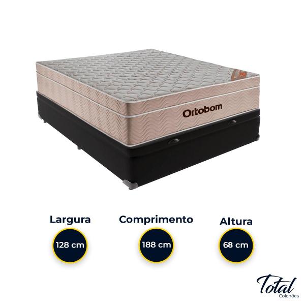 Imagem de Cama Box Baú Viúvo Preto e Colchão Airtech Springpocket Molas Ensacadas Ortobom