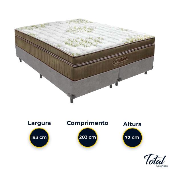 Imagem de Cama Box Bipartido King Cinza e Colchão Gold Ultragel Molas ensacadas Ortobom