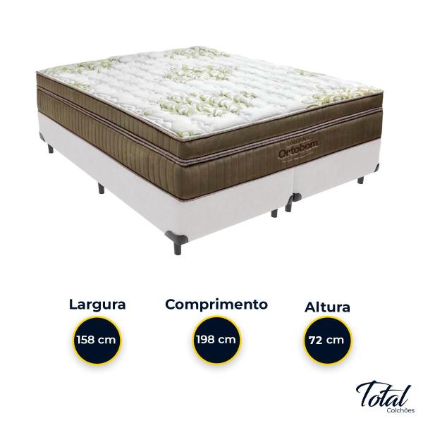 Imagem de Cama Box Bipartido Queen Branco e Colchão Gold Ultragel Molas ensacadas Ortobom