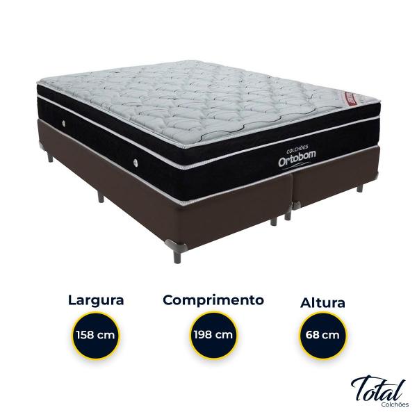 Imagem de Cama Box Bipartido Queen Marrom e Colchão Elegant Superpocket Molas ensacadas Ortobom