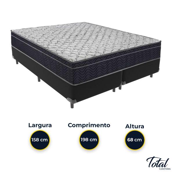 Imagem de Cama Box Bipartido Queen Preto e Colchão Airtech 150 D45 Ortobom