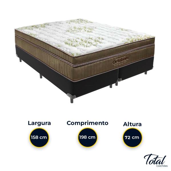 Imagem de Cama Box Bipartido Queen Preto e Colchão Gold Ultragel Molas ensacadas Ortobom