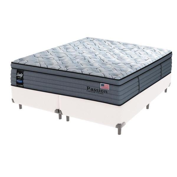 Imagem de Cama Box Branco e Colchão Queen Passion Posturepedic Pillow Cloud Sealy