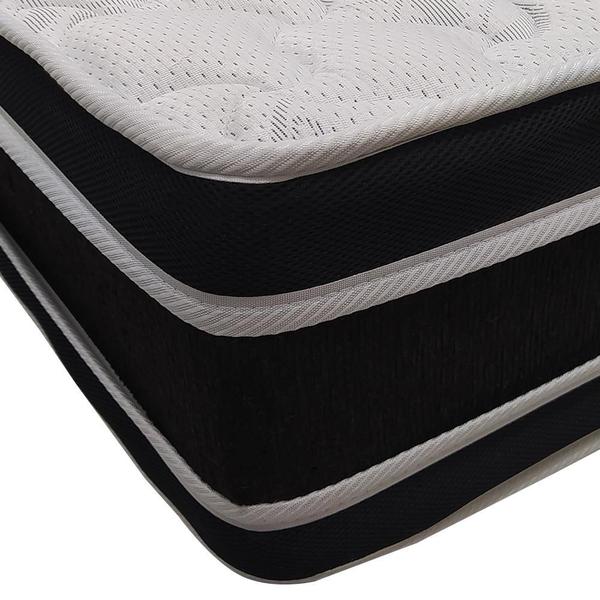 Imagem de Cama Box + Cabeceira Cassis e Colchão Casal - Castor Black White D33 - 138x188x62cm Marrom