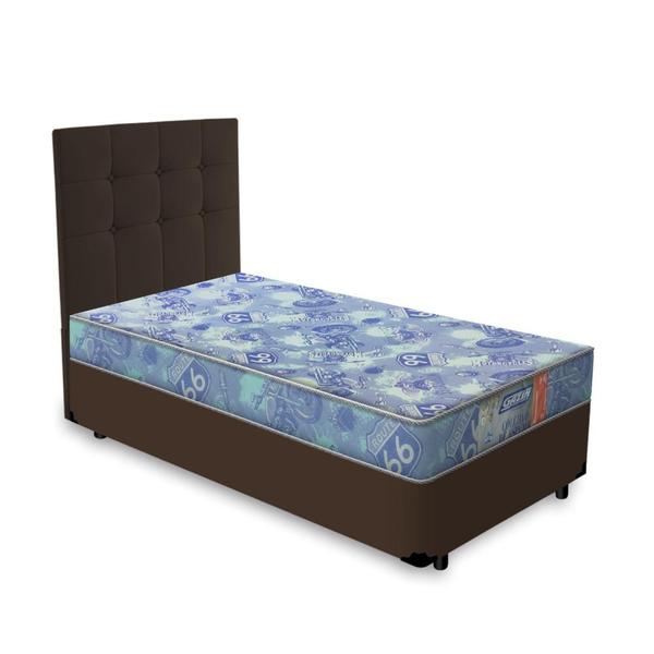 Imagem de Cama Box + Cabeceira Cassis Marrom e Colchão de Espuma D20 Solteiro - Gazin - Supreme 88cm