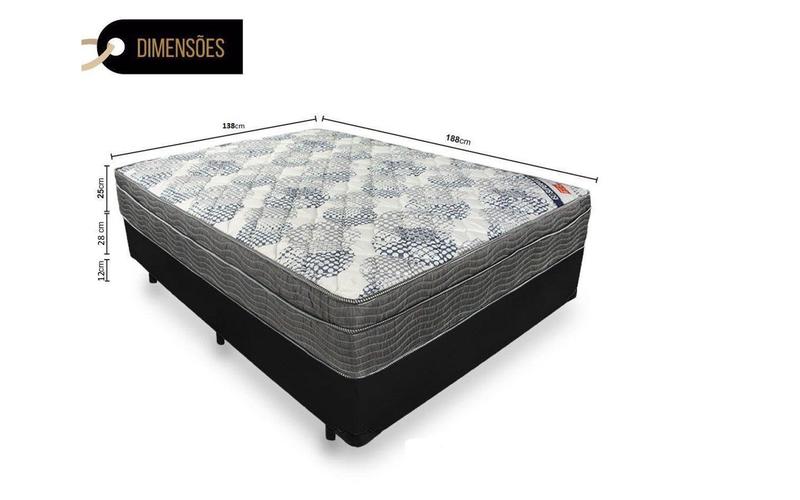 Imagem de Cama Box Casal 138 Suede Bege Com Colchão de Molas - D26 Ortobom ISO Superpocket 65X138X188