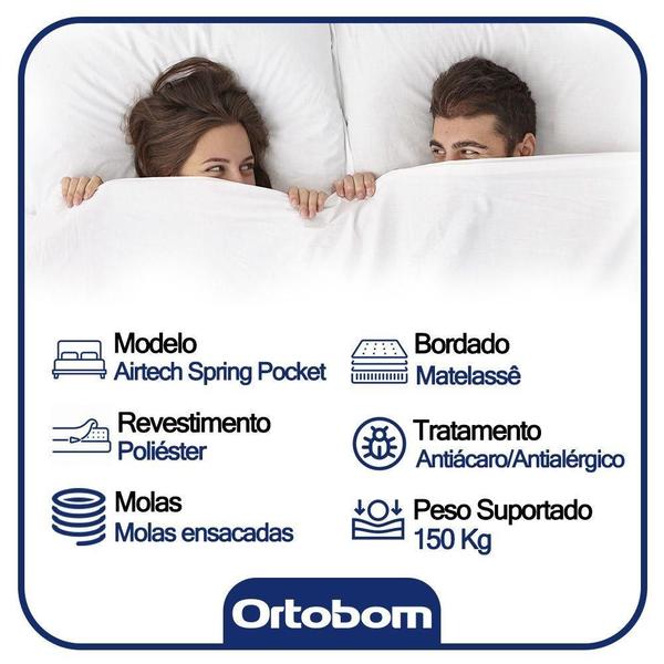 Imagem de Cama Box Casal Baú Suede + Colchão Airtech Springpocket